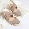imagemysoft Womens Closed Toe Crisscross Elastic Ankle Strap Platform Espadrille Wedge SandalsTaupe
