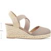 imagemysoft Womens Closed Toe Crisscross Elastic Ankle Strap Platform Espadrille Wedge SandalsTaupe