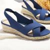 imagemysoft Womens Espadrille Wedge Sandals Platform Slingback Criss Cross Low Wedges Slip On Open Toe Dress Summer ShoesBlue