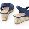 imagemysoft Womens Espadrille Wedge Sandals Platform Slingback Criss Cross Low Wedges Slip On Open Toe Dress Summer ShoesBlue