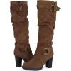 imagemysoft Womens Knee High Boots Fashion Chunky Block Heel Warm Winter Boots with Side ZippersCoffee Suede