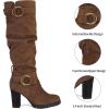imagemysoft Womens Knee High Boots Fashion Chunky Block Heel Warm Winter Boots with Side ZippersCoffee Suede