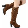 imagemysoft Womens Knee High Boots Fashion Chunky Block Heel Warm Winter Boots with Side ZippersCoffee Suede