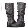 imagemysoft Womens Knee High Boots Fashion Chunky Block Heel Warm Winter Boots with Side ZippersPu Grey C