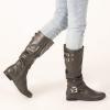 imagemysoft Womens Knee High Boots Fashion Chunky Block Heel Warm Winter Boots with Side ZippersPu Grey C