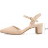 imagemysoft Womens Pumps 2 Inch Chunky Block Heel Pointed Toe Ankle Strap Slingback Wedding Party Dress Shoes Nude Nubuck