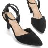 imagemysoft Womens Pumps Shoes Pointed Toe Kitten Low Heels Stiletto Ankle Strap Closed Toe Wedding Party Dress SandalsBlack Suede