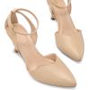 imagemysoft Womens Pumps Shoes Pointed Toe Kitten Low Heels Stiletto Ankle Strap Closed Toe Wedding Party Dress SandalsNude Pu