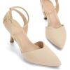 imagemysoft Womens Pumps Shoes Pointed Toe Kitten Low Heels Stiletto Ankle Strap Closed Toe Wedding Party Dress SandalsNude Suede