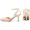 imagemysoft Womens Pumps Shoes Pointed Toe Kitten Low Heels Stiletto Ankle Strap Closed Toe Wedding Party Dress SandalsNude Suede