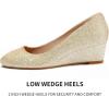 imagemysoft Womens Wedge Pumps Closed Toe Low Heel Dress Shoes Gold