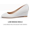 imagemysoft Womens Wedge Pumps Closed Toe Low Heel Dress Shoes White