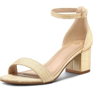 imagemysoft Womens Chunky Low Heels Open Toe Block Heeled Dress Ankle Strap Pump Wedding SandalsRaffia