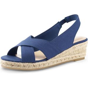 imagemysoft Womens Espadrille Wedge Sandals Platform Slingback Criss Cross Low Wedges Slip On Open Toe Dress Summer ShoesBlue