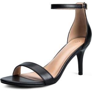 imagemysoft Womens Stilettos Classic Strappy Open Toe Pump Heel SandalsBlackPu
