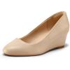 imagemysoft Womens Wedge Pumps Low Heel Closed Toe 2in Dress ShoesNude Pu