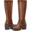 imagemysoft Womens Knee High Boots Chunky Block Heels with Side Zipper and Stretchy Elastic PanelsBrown
