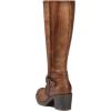 imagemysoft Womens Knee High Boots Chunky Block Heels with Side Zipper and Stretchy Elastic PanelsBrown