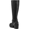 imagemysoft Womens Knee High Boots Chunky Block Heels with Side Zipper and Stretchy Elastic PanelsFusion Black