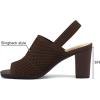 imagemysoft Womens Knit Chunky Block High Heels Elastic Slingback Open Toe 3 Inch Heeled SandalsDark Brown