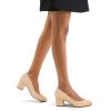 imagemysoft Womens Pumps Low Chunky Block Heel Round Toe Comfortable Dress ShoesNude Nubuck