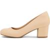 imagemysoft Womens Pumps Low Chunky Block Heel Round Toe Comfortable Dress ShoesNude Nubuck