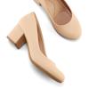 imagemysoft Womens Pumps Low Chunky Block Heel Round Toe Comfortable Dress ShoesNude Nubuck