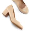imagemysoft Womens Pumps Low Chunky Block Heel Round Toe Comfortable Dress ShoesNude Pu