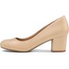 imagemysoft Womens Pumps Low Chunky Block Heel Round Toe Comfortable Dress ShoesNude Pu