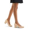 imagemysoft Womens Pumps Low Chunky Block Heel Round Toe Comfortable Dress ShoesNude Pu