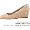imagemysoft Womens Wedge Pumps Low Heel Closed Toe 2in Dress ShoesNude Pu