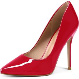 imagemysoft Womens High Heels Pumps Closed Pointed Toe Stiletto 4IN Heels Dress Wedding ShoesRed Patent