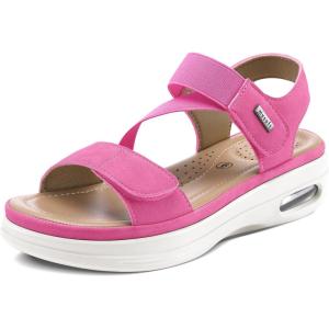 imagemysoft Womens Summer Walking Sandals Air Cushion Support Platform Ankle Strap Shoes Comfortable Casual Wedge SandalsHot Pink