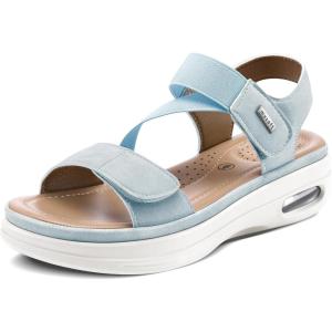imagemysoft Womens Summer Walking Sandals Air Cushion Support Platform Ankle Strap Shoes Comfortable Casual Wedge SandalsLight Blue