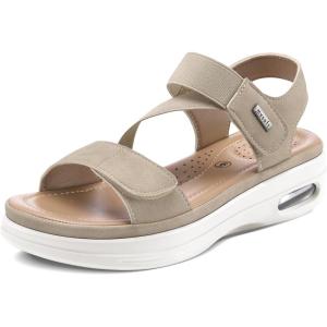 imagemysoft Womens Summer Walking Sandals Air Cushion Support Platform Ankle Strap Shoes Comfortable Casual Wedge SandalsLight Taupe