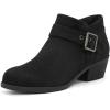 imagemysoft Womens Ankle Boots Low Chunky Stacked Heel Comfortable Round Toe booties with Side Zipper ShoesBlack Suede