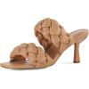 imagemysoft Womens Braided Heeled Sandals Square Open Toe Slip On Kitten Heel SandalsLight Brown