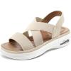 imagemysoft Womens Comfortable Walking Sandals Air Cushion Sport Slingback Elastic Band Platform ShoesBeige
