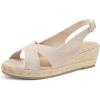 imagemysoft Womens Espadrille Sandals Low Wedge Platform Open Toe Slingback Ankle Strap Criss Cross Slip On Summer ShoesBeige