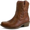 imagemysoft Womens Fashion Western Cowboy Ankle Boots Short Cowgirl Low Heel BootiesSolid Brown