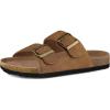 imagemysoft Womens Flat Sandals Cork Footbed Slides 2 Straps Adjustable Buckle Slip On Summer with Comfort ShoesCaramel
