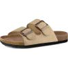 imagemysoft Womens Flat Sandals Cork Footbed Slides 2 Straps Adjustable Buckle Slip On Summer with Comfort ShoesKhaki
