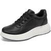 imagemysoft Womens Platform Chunky Sneakers Comfortable Lightweight Fashion Sneaker Casual Walking ShoesBlack Leather