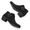 imagemysoft Womens Ankle Boots Low Chunky Stacked Heel Comfortable Round Toe booties with Side Zipper ShoesBlack Suede