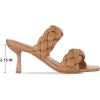imagemysoft Womens Braided Heeled Sandals Square Open Toe Slip On Kitten Heel SandalsLight Brown