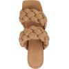imagemysoft Womens Braided Heeled Sandals Square Open Toe Slip On Kitten Heel SandalsLight Brown