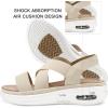 imagemysoft Womens Comfortable Walking Sandals Air Cushion Sport Slingback Elastic Band Platform ShoesBeige