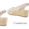 imagemysoft Womens Espadrille Sandals Low Wedge Platform Open Toe Slingback Ankle Strap Criss Cross Slip On Summer ShoesBeige
