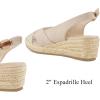 imagemysoft Womens Espadrille Sandals Low Wedge Platform Open Toe Slingback Ankle Strap Criss Cross Slip On Summer ShoesBeige Stripe