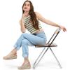 imagemysoft Womens Espadrille Sandals Low Wedge Platform Open Toe Slingback Ankle Strap Criss Cross Slip On Summer ShoesBeige Stripe